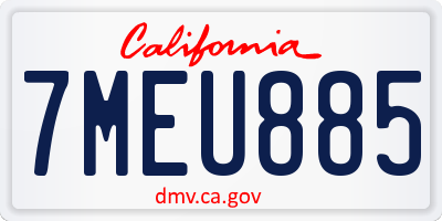 CA license plate 7MEU885