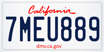 CA license plate 7MEU889