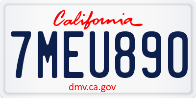 CA license plate 7MEU890