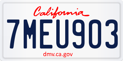 CA license plate 7MEU903