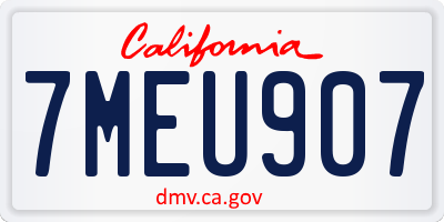 CA license plate 7MEU907