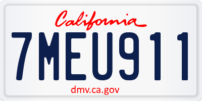 CA license plate 7MEU911