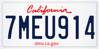 CA license plate 7MEU914