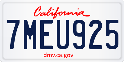 CA license plate 7MEU925