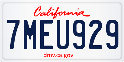 CA license plate 7MEU929