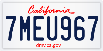 CA license plate 7MEU967