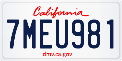 CA license plate 7MEU981