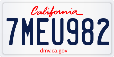 CA license plate 7MEU982