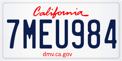 CA license plate 7MEU984