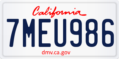 CA license plate 7MEU986