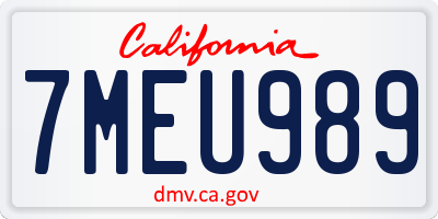 CA license plate 7MEU989