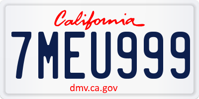 CA license plate 7MEU999