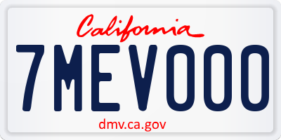 CA license plate 7MEV000