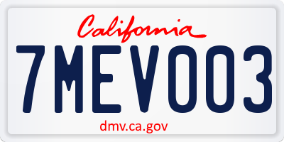 CA license plate 7MEV003