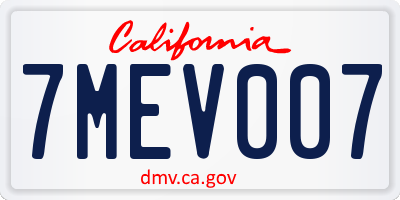CA license plate 7MEV007