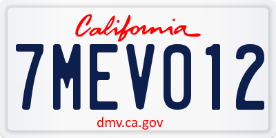 CA license plate 7MEV012