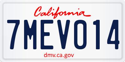 CA license plate 7MEV014