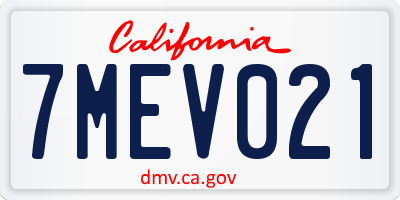 CA license plate 7MEV021