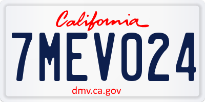 CA license plate 7MEV024