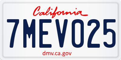 CA license plate 7MEV025