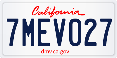 CA license plate 7MEV027