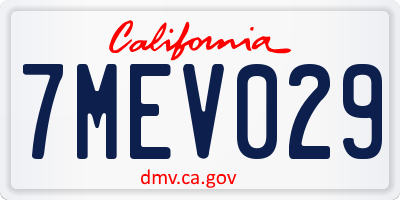 CA license plate 7MEV029