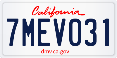 CA license plate 7MEV031