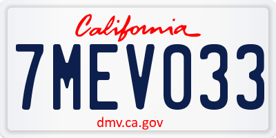 CA license plate 7MEV033