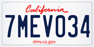 CA license plate 7MEV034