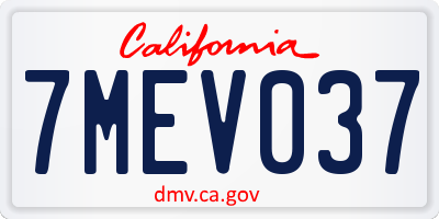 CA license plate 7MEV037