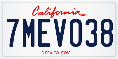 CA license plate 7MEV038