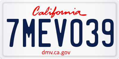 CA license plate 7MEV039