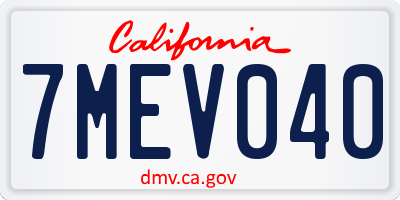 CA license plate 7MEV040