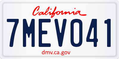 CA license plate 7MEV041