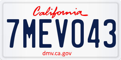 CA license plate 7MEV043