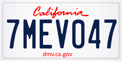 CA license plate 7MEV047