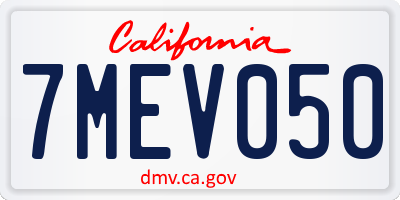 CA license plate 7MEV050