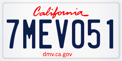 CA license plate 7MEV051