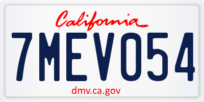 CA license plate 7MEV054