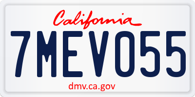 CA license plate 7MEV055