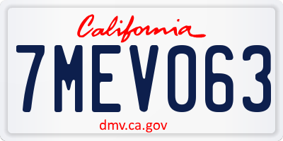 CA license plate 7MEV063