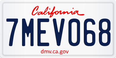 CA license plate 7MEV068