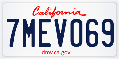 CA license plate 7MEV069