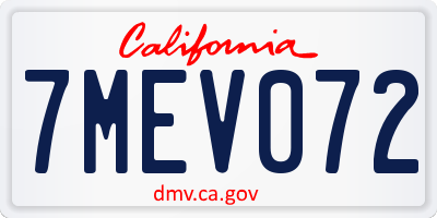 CA license plate 7MEV072