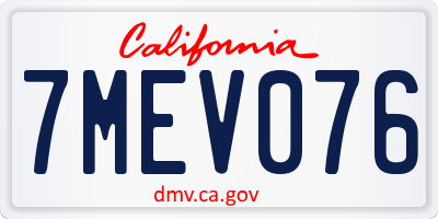 CA license plate 7MEV076