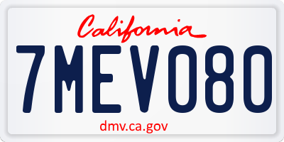 CA license plate 7MEV080