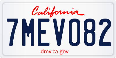CA license plate 7MEV082