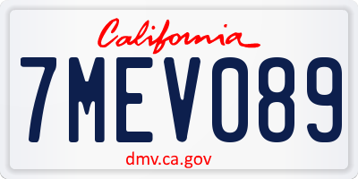 CA license plate 7MEV089