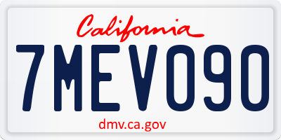 CA license plate 7MEV090