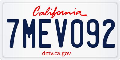 CA license plate 7MEV092